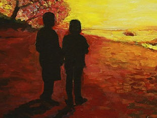 石泷原创作品《老了也要陪你一起走看夕阳》（个人主页-ZMTYwMDEwODg=） - 绘画 - 站酷设计师石瀧兿術原创素材 - 站酷ZCOOL