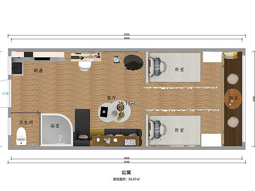 29平宿舍改造双人公寓