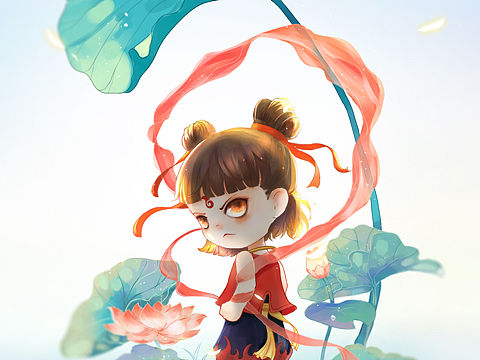 哪吒清涼一夏（個人主頁-ZMzc4ODEwNjg=） - 藝術(shù)插畫 - 站酷設(shè)計師蛋內(nèi)個蛋原創(chuàng)素材 - 站酷ZCOOL