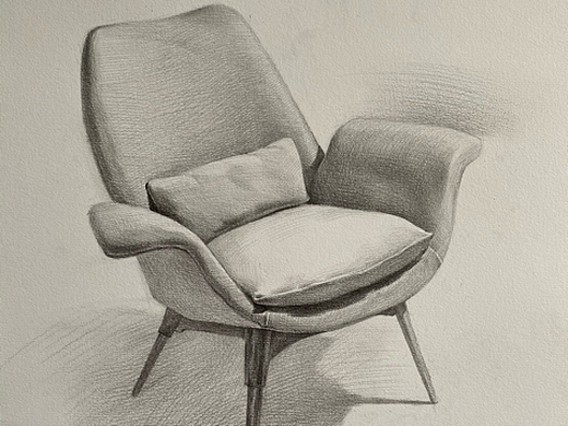 发个素描小沙发作画过程