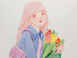 郁金香🌷水彩女孩