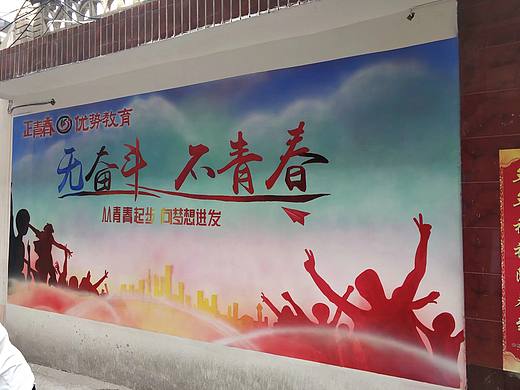优势教育宣传画墙面彩绘