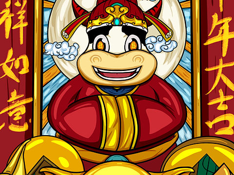 国潮插画,红包封面