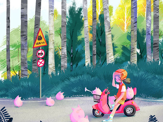 前方注意此路段有豬豬飛出（個人主頁-ZNTE2NjYyMDA=） - 商業(yè)插畫 - 站酷設計師lock洛克原創(chuàng)素材 - 站酷ZCOOL