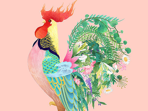《百雀羚金鸡独立》木头猫插画设计工作室原创作品