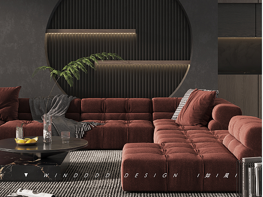 ▼ WIND作品集 ▎深色系客餐廳（個(gè)人主頁-ZNjA2NzgyNjQ=） - 家裝設(shè)計(jì) - 站酷設(shè)計(jì)師一個(gè)風(fēng)子原創(chuàng)素材 - 站酷ZCOOL