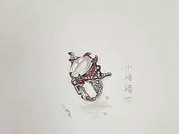 原創(chuàng)黑金紅寶小惡魔戒指