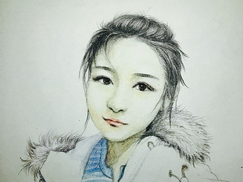 手绘人物 彩铅画 写实 素描