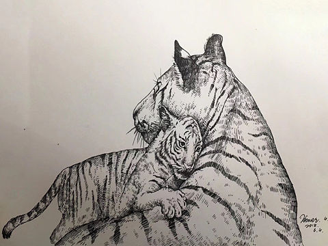 《亲子》系列钢笔插画