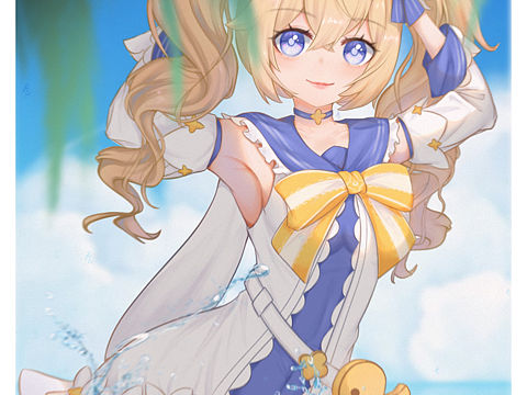 原神芭芭拉泳装（个人主页-ZNTQxODMzNTI=） - 创作习作 - 站酷设计师画画的卷卷子原创素材 - 站酷ZCOOL