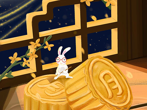 中秋月饼小兔子（个人主页-ZNTUzNjQzMDQ=） - 商业插画 - 站酷设计师oumega原创素材 - 站酷ZCOOL