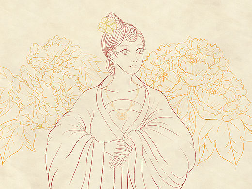 国风牡丹唐装女子