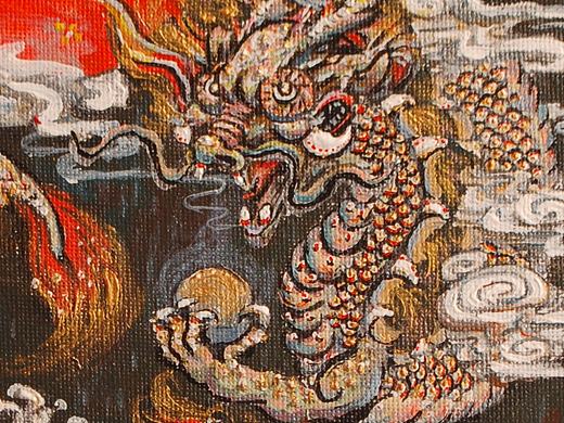 手绘丙烯画原创东方神话生物