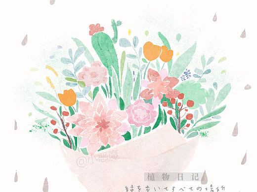 手绘插画 植物花卉图案 植物日记--黄小葳