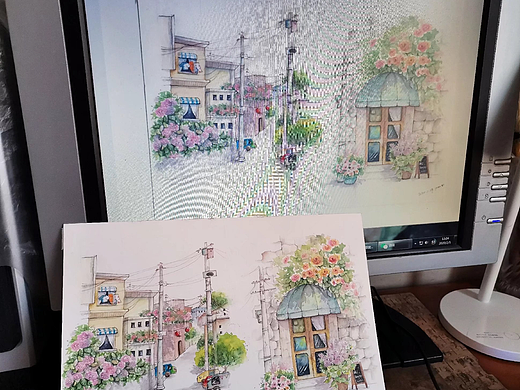 水彩插画建筑 《街角》