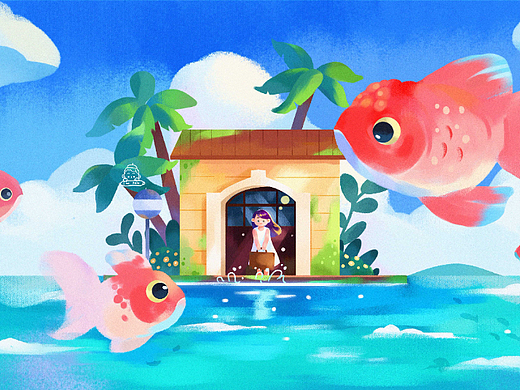 夏季海洋等车中