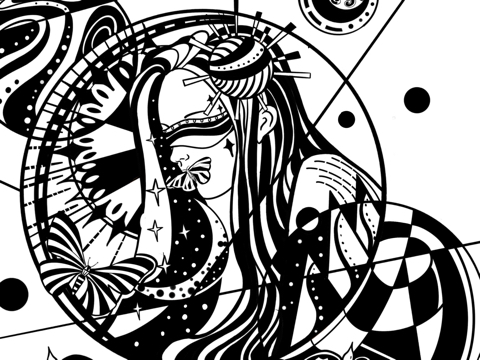 ai梦境插画黑白