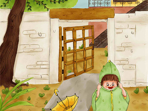 儿插原创—《户外嬉雨》（个人主页-ZNDM5NTIwNDA=） - 儿童插画 - 站酷设计师兔兔爱插画原创素材 - 站酷ZCOOL