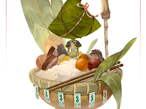 端午日历插画｜粽子小姐