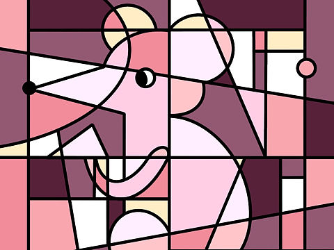 Procreate 十二生肖几何切割