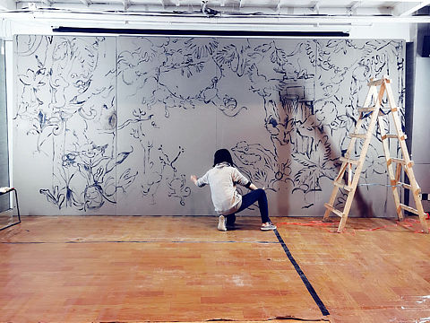 上海橋咖啡壁畫創作I love creative mural ❤️