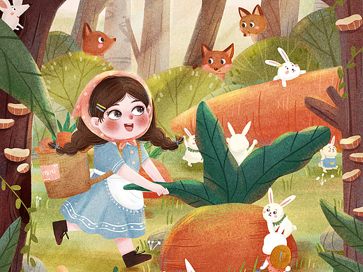 拔萝卜 儿童插画