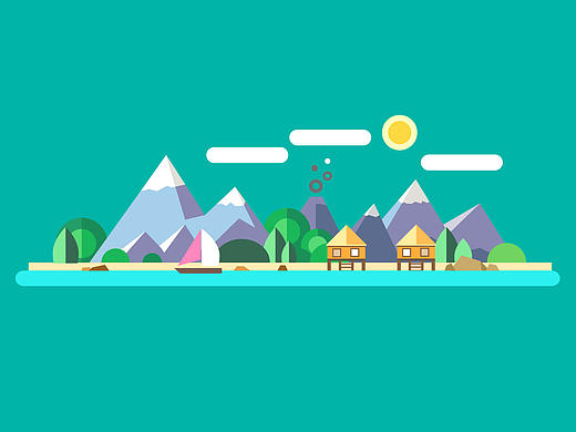 AI临摹-扁平风景（个人主页-ZMTkzODA3ODA=） - 艺术插画 - 站酷设计师zhuyuqing021原创素材 - 站酷ZCOOL