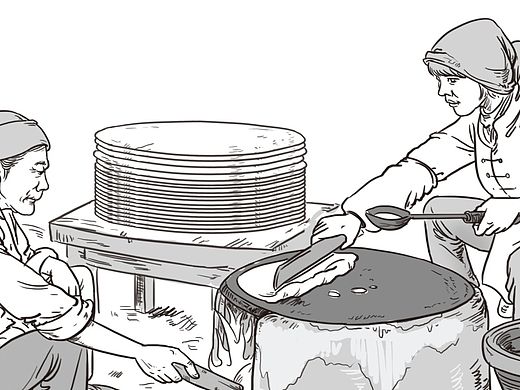 山东煎饼包装封面插画