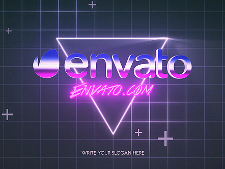 AE模板|80年代复古风格动态霓虹灯标志LOGO演绎动画