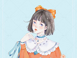 板绘水彩风少女头像❤