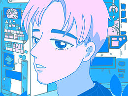 朋友卡通畫蒸汽波風格