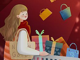 新年促销海报插画设计