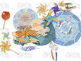 水彩和风元素伞