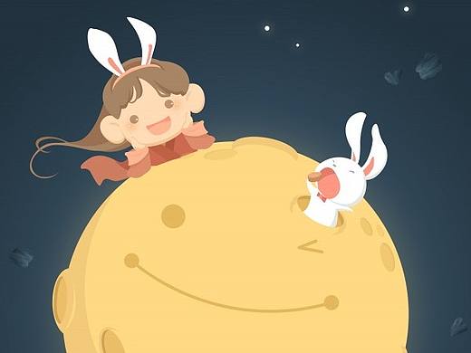 中秋嫦娥月兔矢量图素材