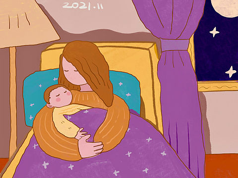 母亲的夜晚（个人主页-ZNTYxNjk2NzY=） - 儿童插画 - 站酷设计师小也still原创素材 - 站酷ZCOOL