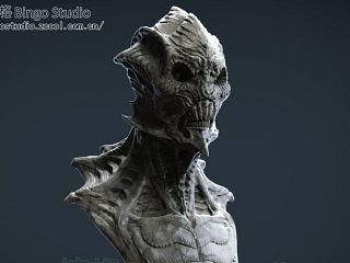 次世代游戏/动画 高精度雕刻模型 怪兽 异形生物 胸像 学员课堂练习