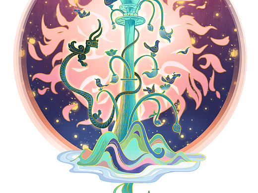 三星堆青铜神树元素