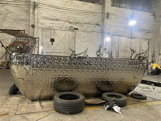 艺术不锈钢造型吧台-弧形双曲面异形金属吧台