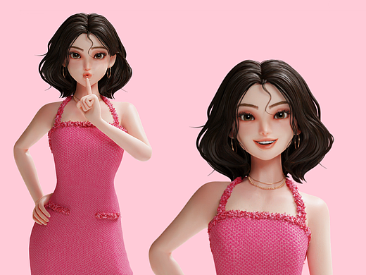 blender原创人物设计—pink girl