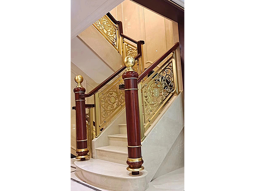 雕花铜楼梯栏杆 欧式客厅拉丝金护栏