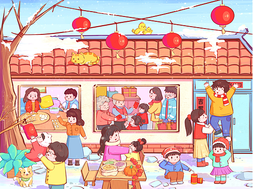 春节主题商业插画|儿童早教海报插画设计