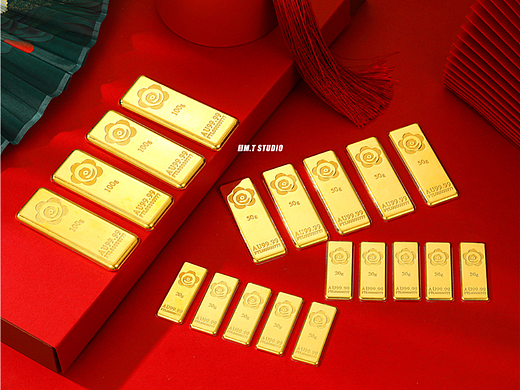 中国黄金饰品拍摄 老凤祥字号 黄金静物平铺拍照 复古