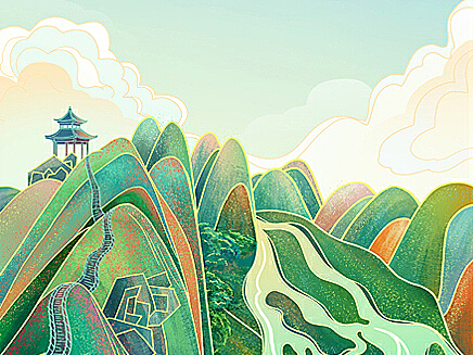 一张矿泉水标签包装插画
