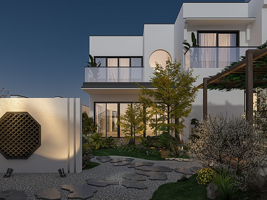 新中式徽派自建别墅中式庭院