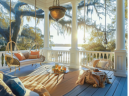 AI/MJ/场景图制作/室外走廊/简约风格建筑/北欧风走廊