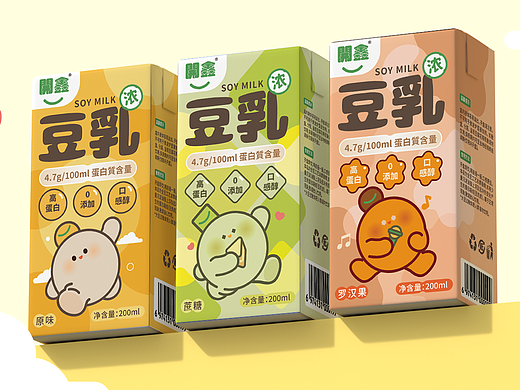 開鑫浓豆乳包装设计丨開鑫豆乳逗开心丨IP天团来袭!