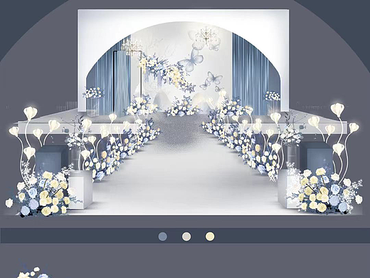 蓝色香槟色小预算婚礼设计