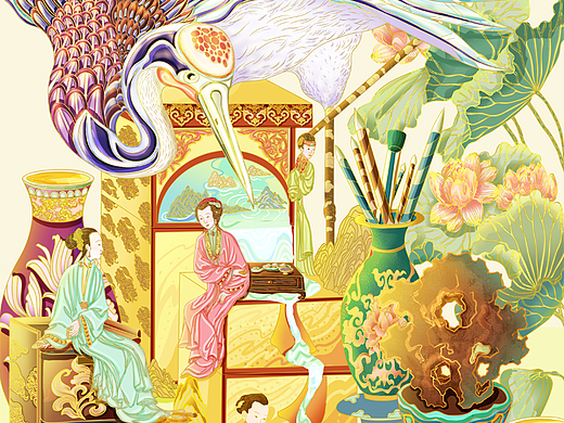 国潮美妆插画——古风仕女化妆