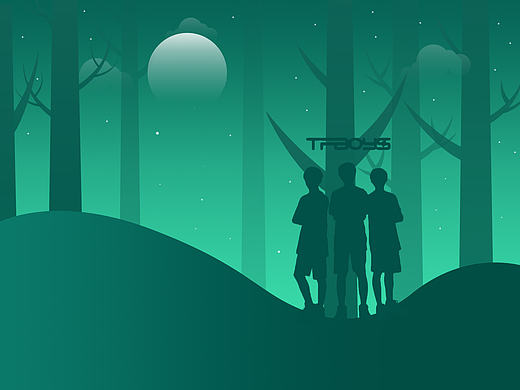 【插画练习】夜幕下的三小只