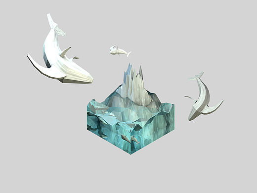 C4D临摹练习 水中鲸鱼